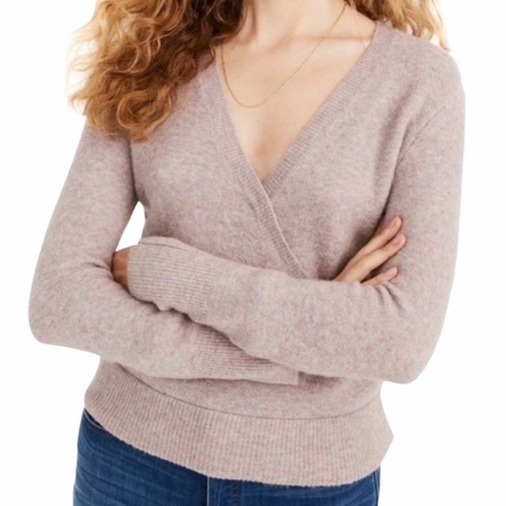 MADEWELL Wrap-Front Pullover Sweater Coziest Small